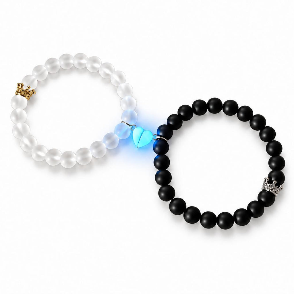 Luminous Magnetic Heart Couple Bracelets – 2-Piece Set