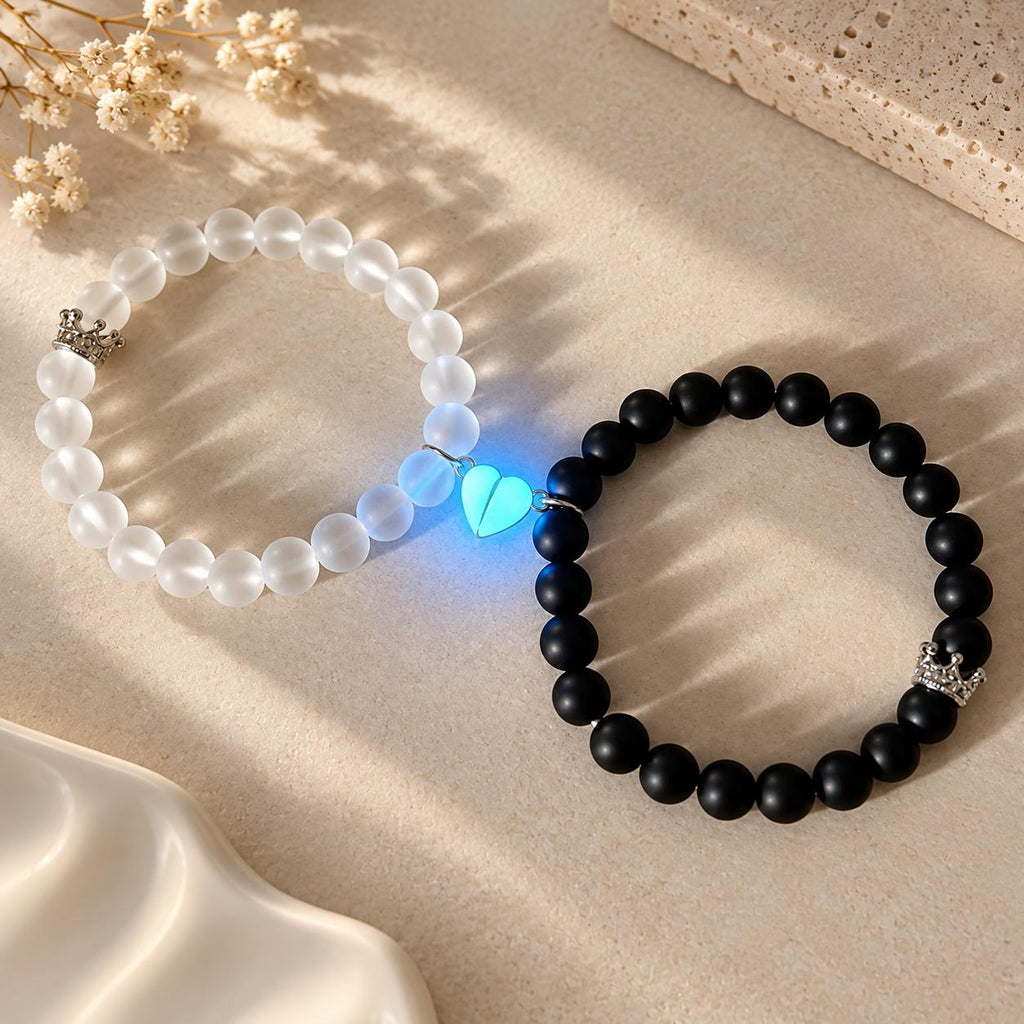 Luminous Magnetic Heart Couple Bracelets – 2-Piece Set
