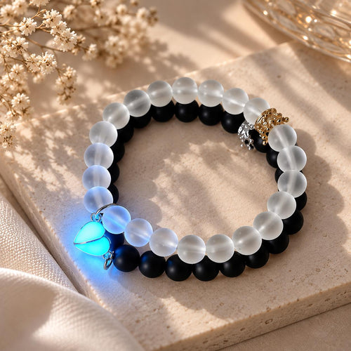 Luminous Magnetic Heart Couple Bracelets – 2-Piece Set